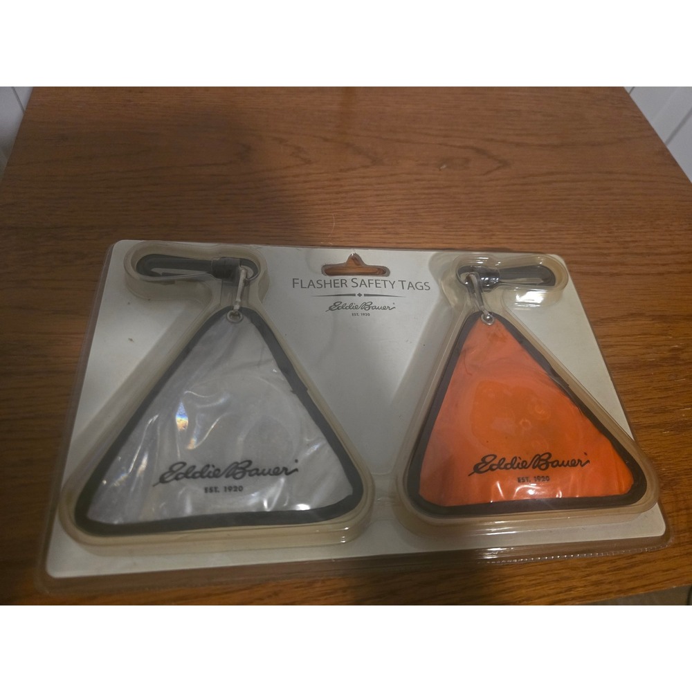 Eddie Bauer Flasher Safety Tags 2 Pack LED Reflective Clip On Silver Orange